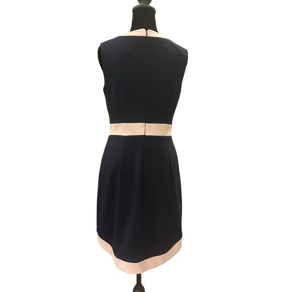 Vince Camuto Sheath Dress Navy Blue Blush Modern Workwear Size 6 - Picture 2 of 3